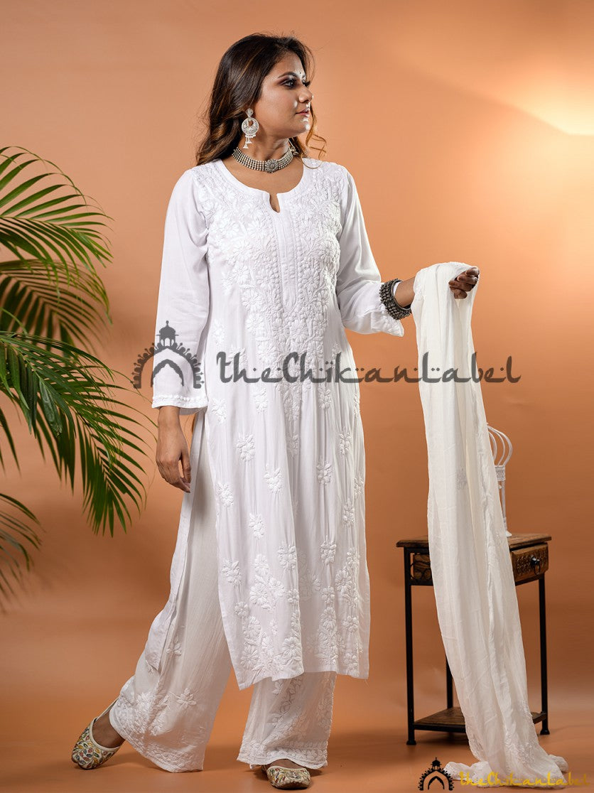 Buy White Yoke Design Cotton Straight Kurta With Salwar & Dupatta Online at  Rs.1609 | Libas